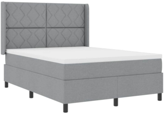 vidaXL Boxspringbett mit Matratze Hellgrau 140 x 190 cm Stoff 3341700