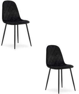 Valora DAPI Stuhl aus schwarzem Samt mit Metallbeinen (2 Stück)