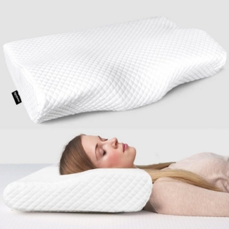 Komfortec Nackenstützkissen aus Memory Foam, Orthopädisches Kopfkissen, Füllung: 100% Visco-Memory Schaum, Seitenschläfer, Rückenschläfer, Bauchschläfer, Kopfkissen, Oeko-Tex & CertiPUR-US Zertifiziert