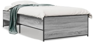 vidaXL Bettgestell Grau Sonoma 90x190 cm Holzwerkstoff und Metall 845249