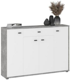 IDIMEX Highboard MILAS, Kommode mit Schublade schmale Flurkommode Stauraum Betonoptik weiß/bet