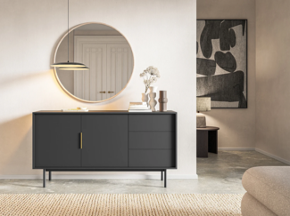 Vente-unique - Sideboard mit 2 Türen & 3 Schubladen - Schwarz - DABRIANA