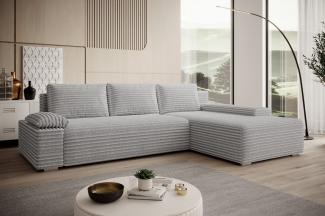 PROMETO Möbel Ecksofa Ecksofa LINEA mit Schlaffunktion und Bettkasten in Beige und Grau