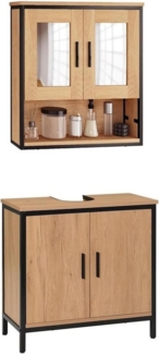 EUGAD Badmöbel-Set, (2-St), mit 2 Spiegeln, höhenverstellbarer Trennwand, aus Holzwerkstoff