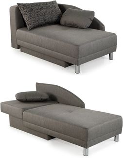 Récamiere-Schlafsofa Federkern Couch Liege Gästebett mit Bettkasten in Grau
