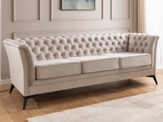 S-Style Möbel Chesterfield-Sofa Whitby, 3-Sitzer aus Samt mit goldenen, silbernen oder schwarzen Füßen, mit Wellenfederung