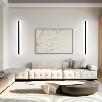 ZMH LED Wandleuchte Innen Wandlampe - 100CM Kaltweiß Schwarz Metall 32W Wohnzimmer Küche, ‎Wandmontage, LED fest integriert, 6500k, Energieeffizient Kein Flimmern für Flur Wohnzimmer