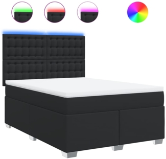 vidaXL Boxspringbett mit Matratze Schwarz 140x200 cm Kunstleder 3293024