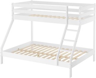 Erst-Holz Doppel-Etagenbett 90x200/140x200 cm, weiß