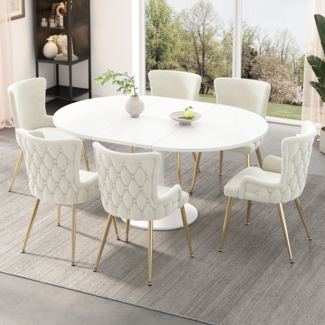 2er-Set Samtstuhl Esszimmerstuhl mit Metallbeinen, Moderne Polsterstühle, Rutschfeste Beine, Weicher Sitzkomfort