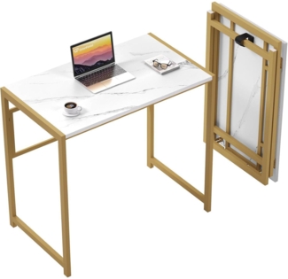 Kleiner Klappbarer Schreibtisch 80 x 48 cm Spanplatte Gold