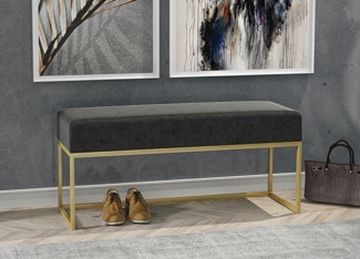 AX LIVING Sitz Bank Acciarolli 120cm – Schwarz, goldenes Metallgestell