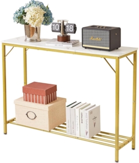 YMYNY Konsolentisch Beistelltisch Spleißdesign Eingangstisch Weiß Gold