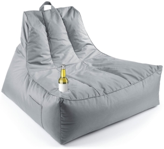 Lumaland Sitzsack Sitzsack-Lounge In-& Outdoor 380l grau, mit Flaschenhalter