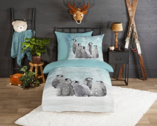 good morning Flanell Bettwäsche 2 teilig Bettbezug 140x220 cm Kopfkissenbezug 60x70 cm Pengu 2505.20.01 Blue