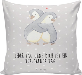 Mr. & Mrs. Panda Dekokissen Pinguine Kuscheln - Grau Pastell - Geschenk, Heiraten, Freund, Sofaki, Einzigartige Designs