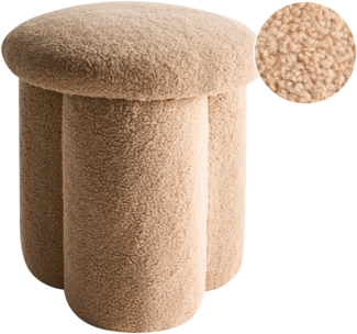 Pouf CARRINGTON Bouclé Beige 40 cm 40 cm 45 cm