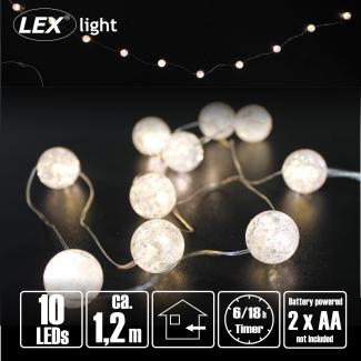 LED Kugellichterkette Acrylkugel Batterie Weihnachtsdeko 10 LEDs warmweiß Timer