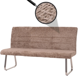 Sitzbank HWC-G55, Esszimmerbank Bank, Edelstahl gebürstet Stoff/Textil Chenille Öko-Tex, 180cm ~ braun