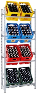 PROREGAL® Flaschenregal Getränkekistenregal Kastenregal HIGH BIG CAMEL 200 x 80 x 30 cm Grau, Hochwertiges Getränkekistenregal für Küche Garage auf 4 Ebenen