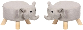 2er Set Kinderhocker - Elefant, hellgrau