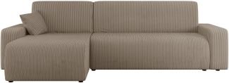 Ecksofa Pixalo L Cord mit Schlaffunktion und Bettkasten (Farbe: Poso 02)