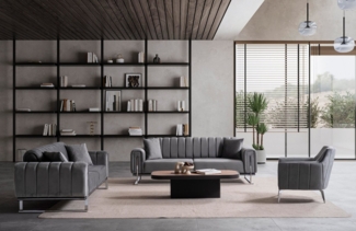 Özberk Sofa Terrasson, Spar-Set 7 Teile, Wohnlandschaft Sofa Couch Garnitur, Polstergarnitur 3+3+1