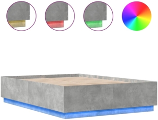 vidaXL Bettgestell mit LED Betongrau 150x200 cm Holzwerkstoff 3209607