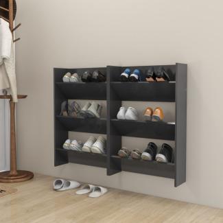 vidaXL Wand-Schuhschränke 2 Stk. Grau 60x18x90 cm Holzwerkstoff 806764