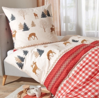 TRAUMSCHLAF Bettwäsche Landhaus, Flanell, 2 teilig, hochwertige Flanell Qualität, warm und flauschig