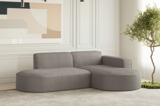 Ecksofa Designersofa PALMA XS in Stoff Scala Grau Ottomane Rechts