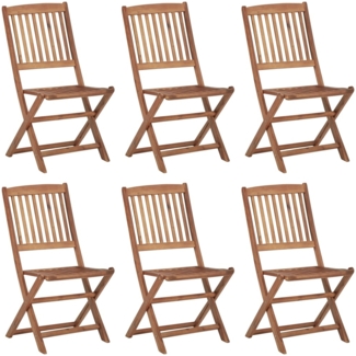vidaXL Klappbare Gartenstühle 6 Stk. mit Kissen Massivholz Akazie 3075001