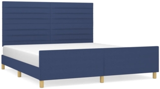 Doppelbett, Polsterbett mit Kopfteil Stoff Blau 160x200 cm