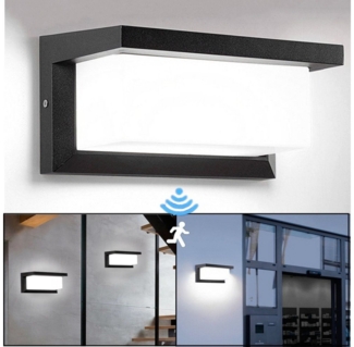 OULENBIYAR Wandleuchte 18W Außen-Wandleuchte mit Bewegungsmelder, Aluminium, Wasserdichte, LED fest integriert, Warmweiß, Kaltweiß, 26X12.5X12.5cm,für Garten Front Badezimmer Veranda Garage