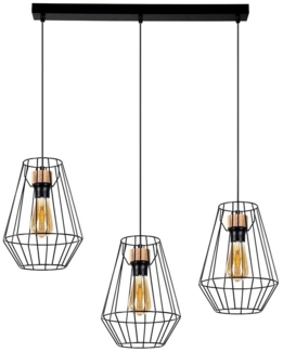 SPOT Light Endorfina PendelleuchteE27 Max. 60W Schwarz/Eiche Geölt/Schwarz PVC : 3-flammig
