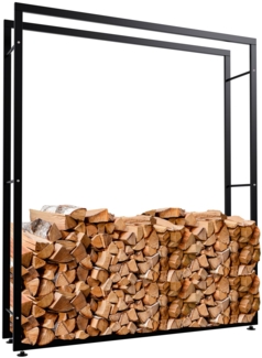 DELUKE® Kaminholzregal innen Metall SATLO - für Feuerholz Brennholzregal innen Kaminholzständer Kaminholzhalter Feuerholzregal InnenSchwarz, 25x150x175cm