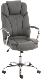 DELUKE® Bürostuhl JUBEL - 115x62x70, Grau Kunstleder Metall in Chromoptik Gestell ergonomische Bürostühle Homeoffice Stuhl mit Rollen