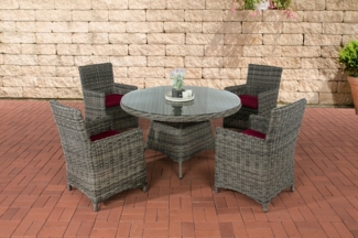 CLP Polyrattan Sitzgruppe Pinella 5mm,grau-meliert rubinrot