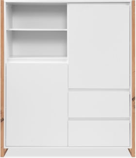 Finori Denver 51 Highboard, weiß / Dekor Artisan Oak | Maße: B x H x T ca. 120 x 139 x 40 cm