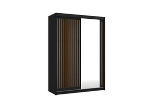 MOEBLO Kleiderschrank IMPERIAL (mit Spiegel und Lamellen – 2-türiger Kleiderschrank für Schlafzimmer oder Garderobe, Schwebetürenschrank 2-türig Schrank Garderobe Schiebtüren Schlafzimmer) (BxHxT):150/200/250x216x62cm