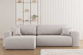 Kaiser Möbel Ecksofa mit Schlaffunktion und Stauraum für Bettzeug, Capri Stoff Neve
