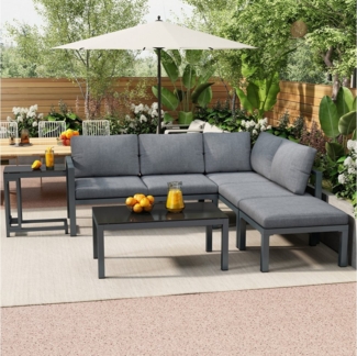 HAUSS SPOLE Gartenlounge-Set Gartenmöbel, wetterfeste aus Aluminium inklusive aller Kissen, Grau