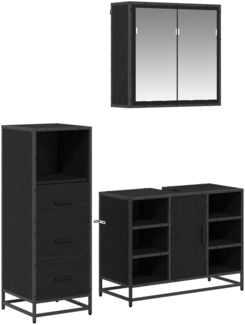 vidaXL Badezimmermöbel-Set 3 pcs Schwarz Eichen-Optik Holzwerkstoff 3402526
