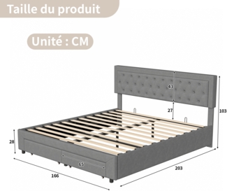 Graues Samt Bett mit Kopfteil, Gasdruckfeder und gro?em Stauraum 160x200