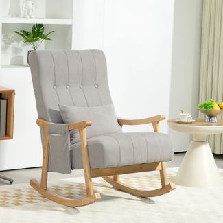 Sessel 65x90x98 cm, gepolstert mit Nierenkissen, grauer Polyesterbezug