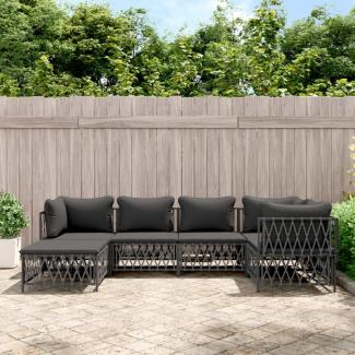 vidaXL 6-tlg. Garten-Lounge-Set mit Kissen Anthrazit Stahl 3186893