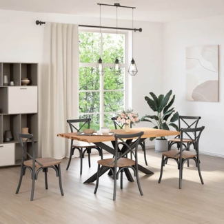 vidaXL Esstisch mit Baumkanten 180x100x74 cm Massivholz Eiche Rechteck 3304469