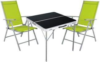 3-teiliges Campingmöbel Set Aluminium Textilen lime