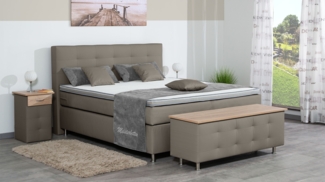 Meisterbetten Boxspringbett Lago 100x220 in KL-Sahara, Matratzenbezug Nano, Ergoflex-Topper