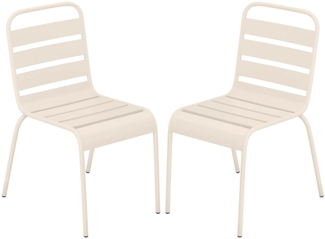 Vente-unique - Gartenstuhl stapelbar 2er-Set - Metall - Beige - MIRMANDE von MYLIA